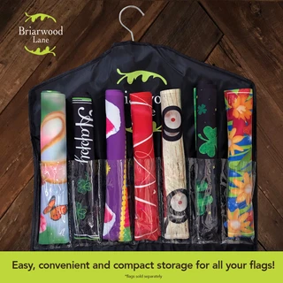 Briarwood Lane Decorative Flag Organizer with hanging storage for garden flags and houseflags.