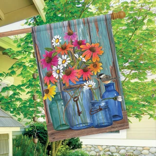 Briarwood Lane Farm Fresh Flowers Spring House Flag, colorful printed decorative flag for porch or yard.
