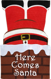 Here Comes Santa Christmas Burlap House Flag