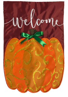 Welcome Pumpkin Fall Applique Garden Flag