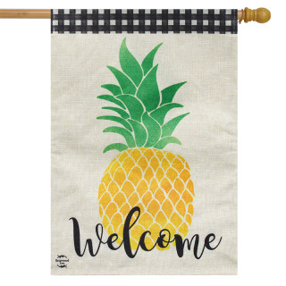 Welcome Pineapple Everyday Burlap House Flag