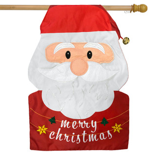 Merry Christmas Santa Applique House Flag