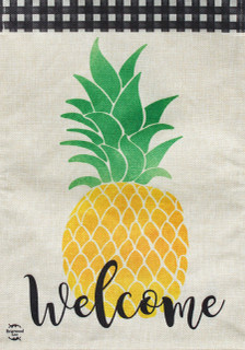 Briarwood Lane small printed Welcome Pineapple Summer Burlap Garden Flag with colorful cheery design.