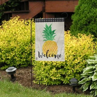Briarwood Lane small printed Welcome Pineapple Summer Burlap Garden Flag for colorful springtime porch display.