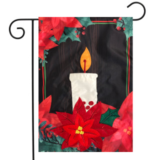 Poinsettia Candle Christmas Applique Garden Flag