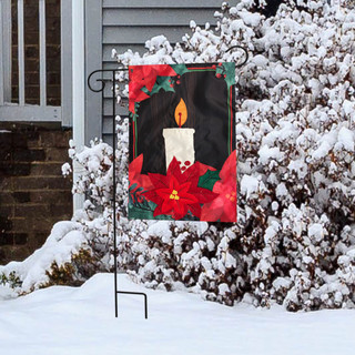 Poinsettia Candle Christmas Applique Garden Flag