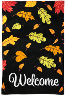 Welcome Leaves Fall Burlap House Flag