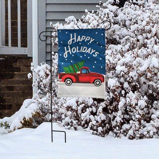 Happy Holidays Truck Applique Garden Flag