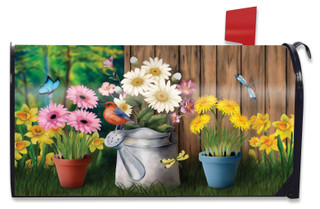 Briarwood Lane Spring Jubilee Floral Mailbox Cover with colorful springtime flowers and decorative design.
