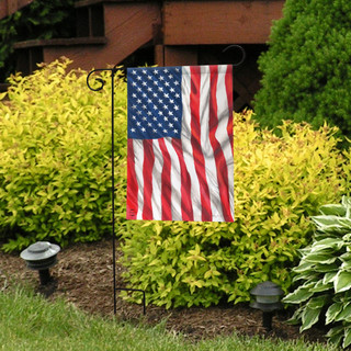 Briarwood Lane American Flag Waving Garden Flag, stars and stripes, red, white, and blue colors.