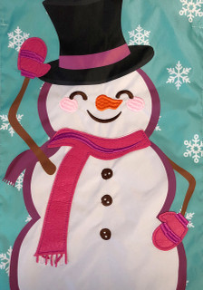 Waving Snowman Winter Applique House Flag