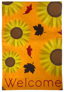 Sunflowers Welcome Fall Burlap House Flag