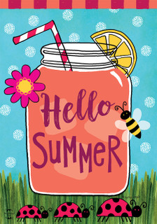 Briarwood Lane Welcome Summer Lemonade colorful house flag with cheery springtime design and bright decorative print.