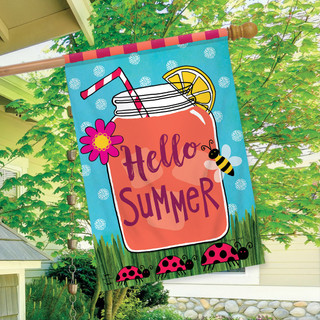 Briarwood Lane Welcome Summer Lemonade House Flag, colorful springtime decor for porch, yard, or patio display.