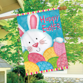 Bunny and Eggs Easter House Flag