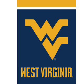 Briarwood Lane West Virginia Mountaineers NCAA Licensed Garden Flag with yellow and navy blue design.
