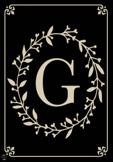 Briarwood Lane Classic Monogram Letter G Garden Flag in elegant black with refined printed design.