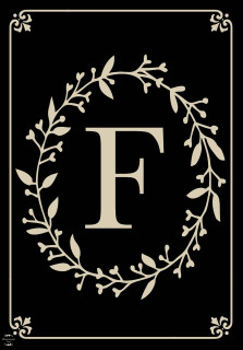 Briarwood Lane Classic Monogram Letter F double-sided house flag with elegant black and cream design.