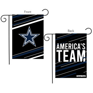 Briarwood Lane Dallas Cowboys NFL licensed garden flag, America's Team slogan, black, blue, and white.