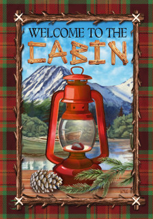 Cabin Lantern Summer Garden Flag
