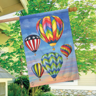 Briarwood Lane colorful hot air balloons flag for spring summer porch yard decorative display.