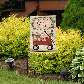 Loads of Love Wagon Valentine's Day Garden Flag Primitive Hearts 12.5" x 18" 
