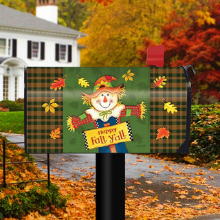Fall Y'all Scarecrow Primitive Magnetic Mailbox Cover