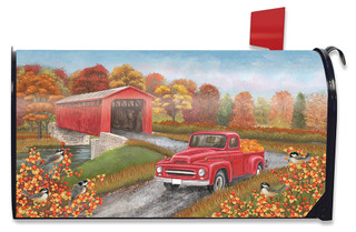 Autumn Bridge Mailbox Cover