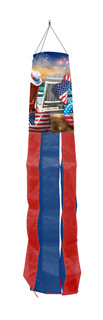 Briarwood Lane beachfront fireworks windsock for 4th of July with nautical lighthouse and summer design.