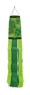 Briarwood Lane Celtic Shamrocks St. Patrick's Day windsock with green clovers and tribal celtic knots.