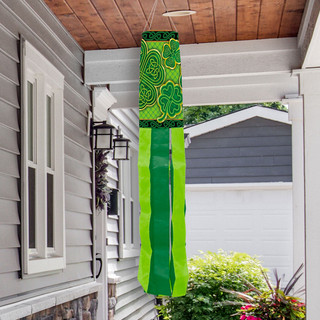 Briarwood Lane Celtic Shamrocks St. Patrick's Day windsock with tribal designs and celtic knots.