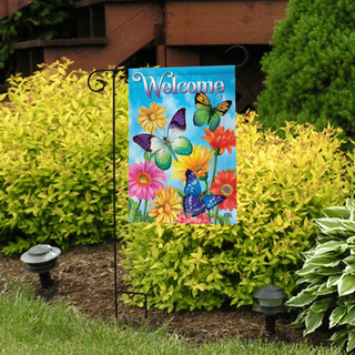 Briarwood Lane Fluttering Butterflies Spring Garden Flag, colorful, small, printed, decorative, cheery welcome display.