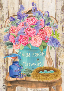 Farm Fresh Peonies Spring Garden Flag