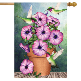 Potted Petunias Spring House Flag