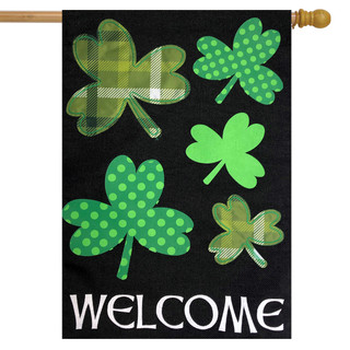Shamrocks St. Patrick's Day Burlap House Flag