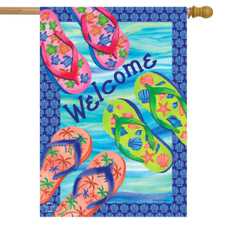 Colorful Flip Flops Summer House Flag