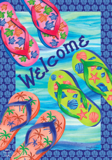Colorful Flip Flops Summer House Flag