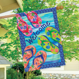 Colorful Flip Flops Summer House Flag