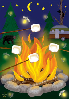 Briarwood Lane's small, colorful Campfire S'mores garden flag for spring and summer RV and camper decor.