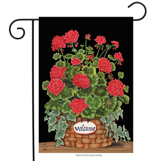 Briarwood Lane Welcome Geraniums small printed garden flag with colorful springtime flowers for porch or yard.