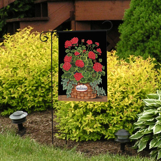 Briarwood Lane Welcome Geraniums small printed garden flag with colorful springtime flowers for porch or yard.