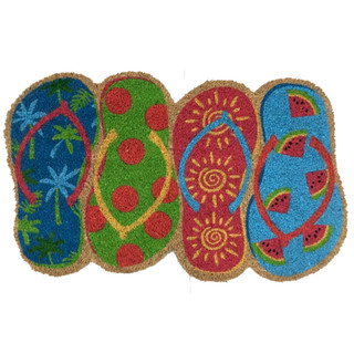 Briarwood Lane colorful flip flop doormat with coconut coir, seasonal welcome mat for entryway.