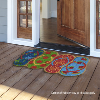 Briarwood Lane colorful coir doormat with floral designs, sustainable coconut fiber welcome mat for entryway.