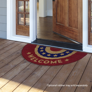 Briarwood Lane Patriotic Bunting Natural Fiber Coir Welcome Doormat, colorful sustainable coco floor mat.