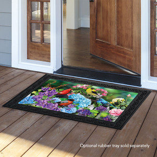 Briarwood Lane small printed doormat with colorful cardinal, goldfinch, bluebird for springtime bright porch display.