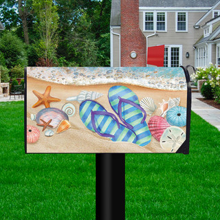 Briarwood Lane Day In The Sun summer mailbox cover with beach themed decorative design.