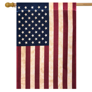 Briarwood Lane Tea Stained American House Flag, red white and blue, patriotic 4th of July decoration.