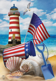 Briarwood Lane Sea To Shining Sea House Flag with patriotic USA stars and stripes design.