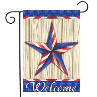 Briarwood Lane Patriotic Barnstar Garden Flag with red, white, and blue star and stripes design.