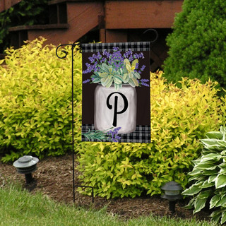 Briarwood Lane Farmhouse Monogram Letter P Garden Flag with colorful flowers on a small printed design.